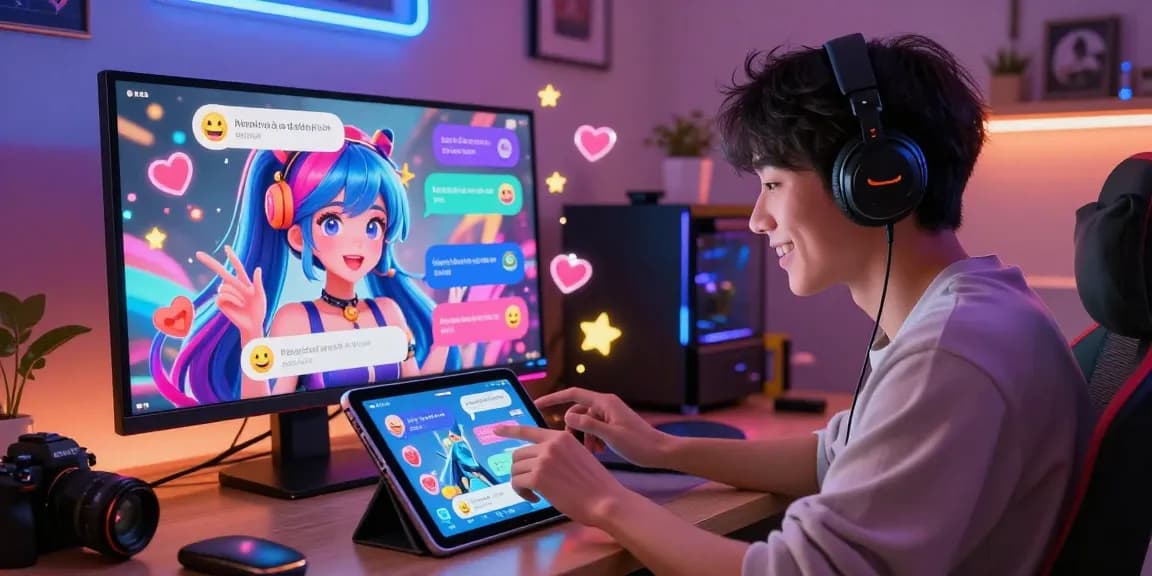 Engaging ai hentai chat interaction in a vibrant digital setting with animated character and playful user experience.