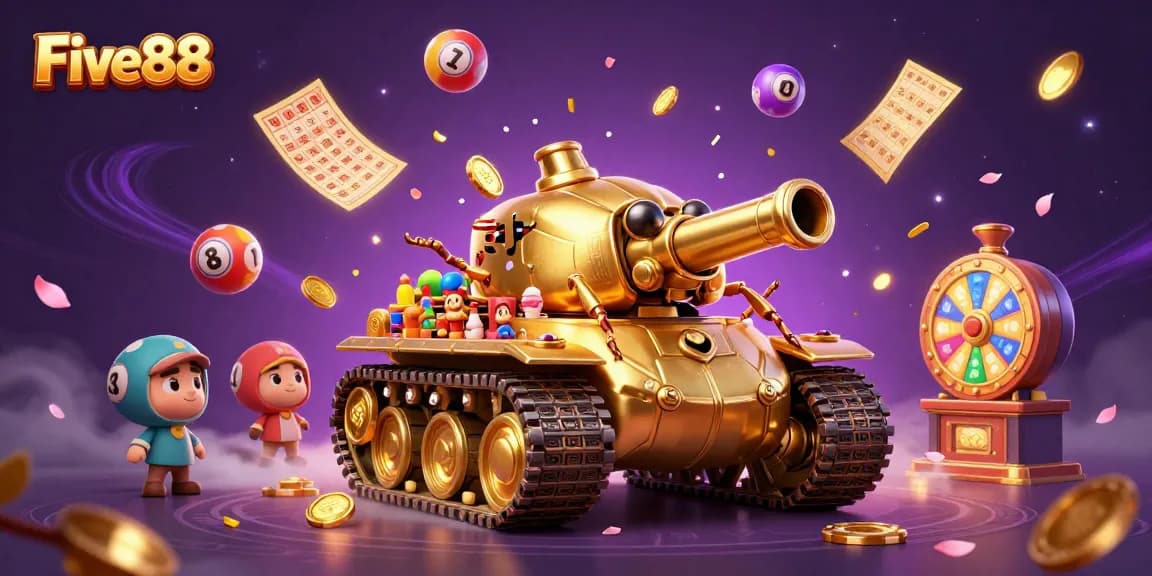 Experience the excitement at Five88’s miniature casino with vibrant games and elements.