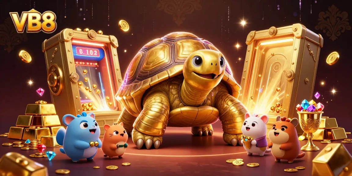 Experience thrilling gaming at VB8 with dynamic characters in a lively casino scene.