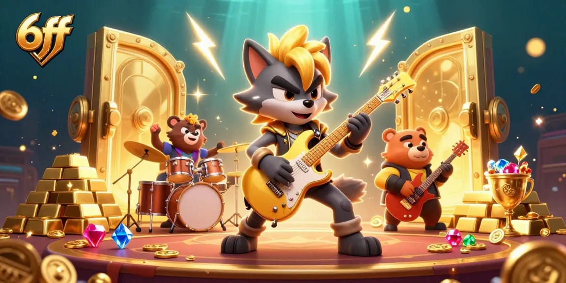 Join the excitement at 6ff with a dazzling 3D casino scene featuring animated characters and vibrant game elements.