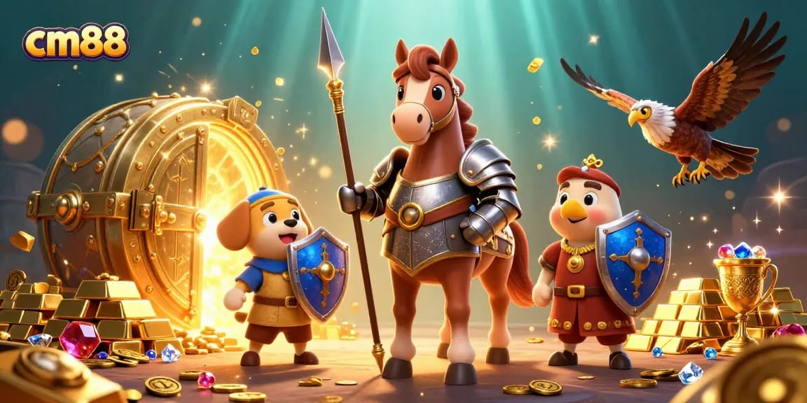 Experience the thrill of cm88 as medieval knights and treasure collide in a dynamic casino scene