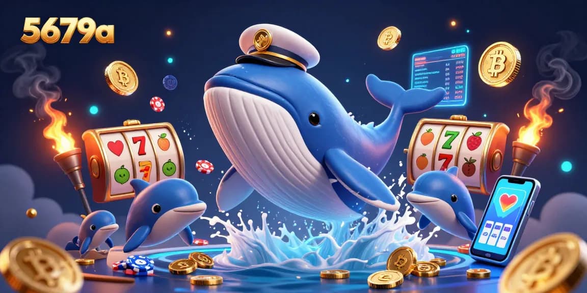 Experience the thrill of gaming with the vibrant 5679a scene filled with whale, narwhal, and playful dolphins.