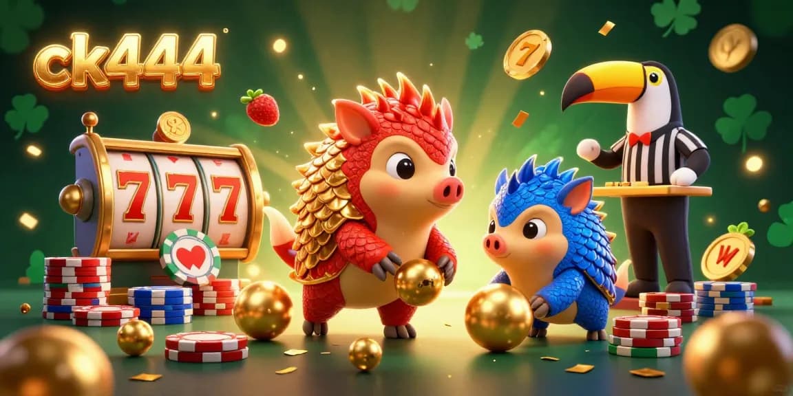Experience thrilling action with ck444 at a 3D cartoon casino featuring rival pangolins and vibrant game elements.
