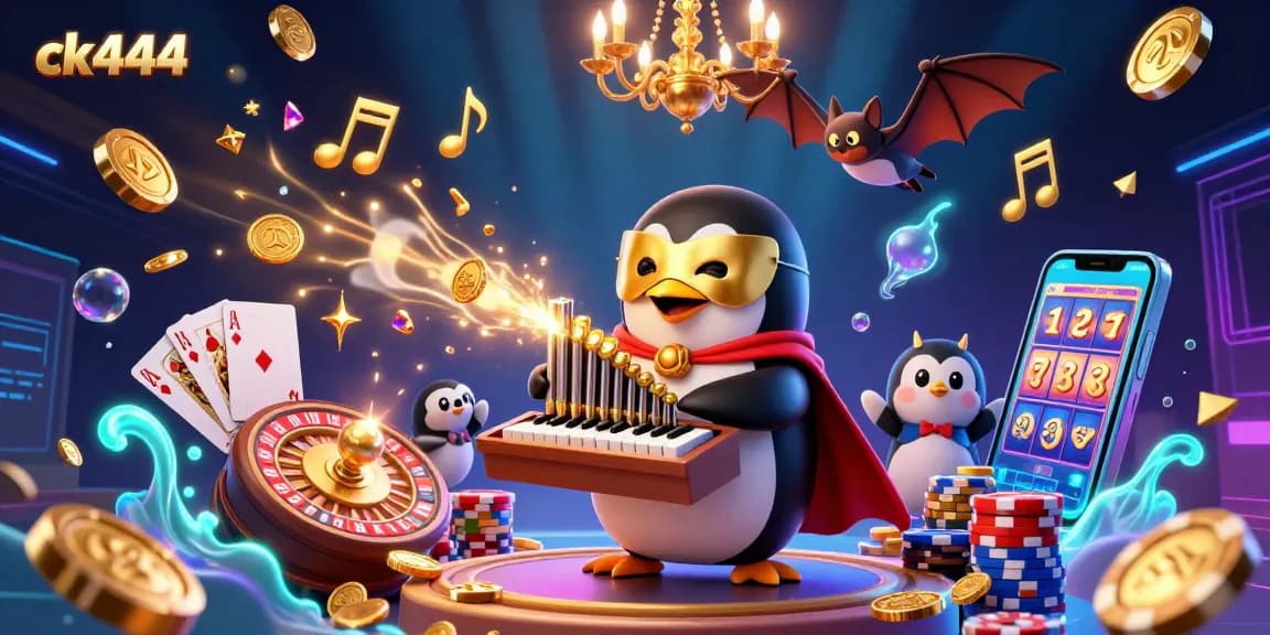 Engage with ck444 and enjoy exciting gameplay as the 3D phantom penguin entertains in a casino-themed adventure.