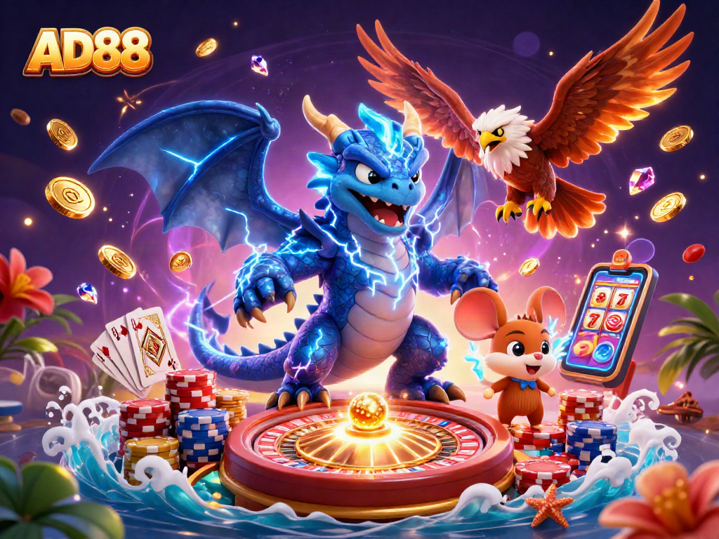 Engage with the thrilling world of AD88 casino as lightning dragons and dynamic elements enhance gameplay.