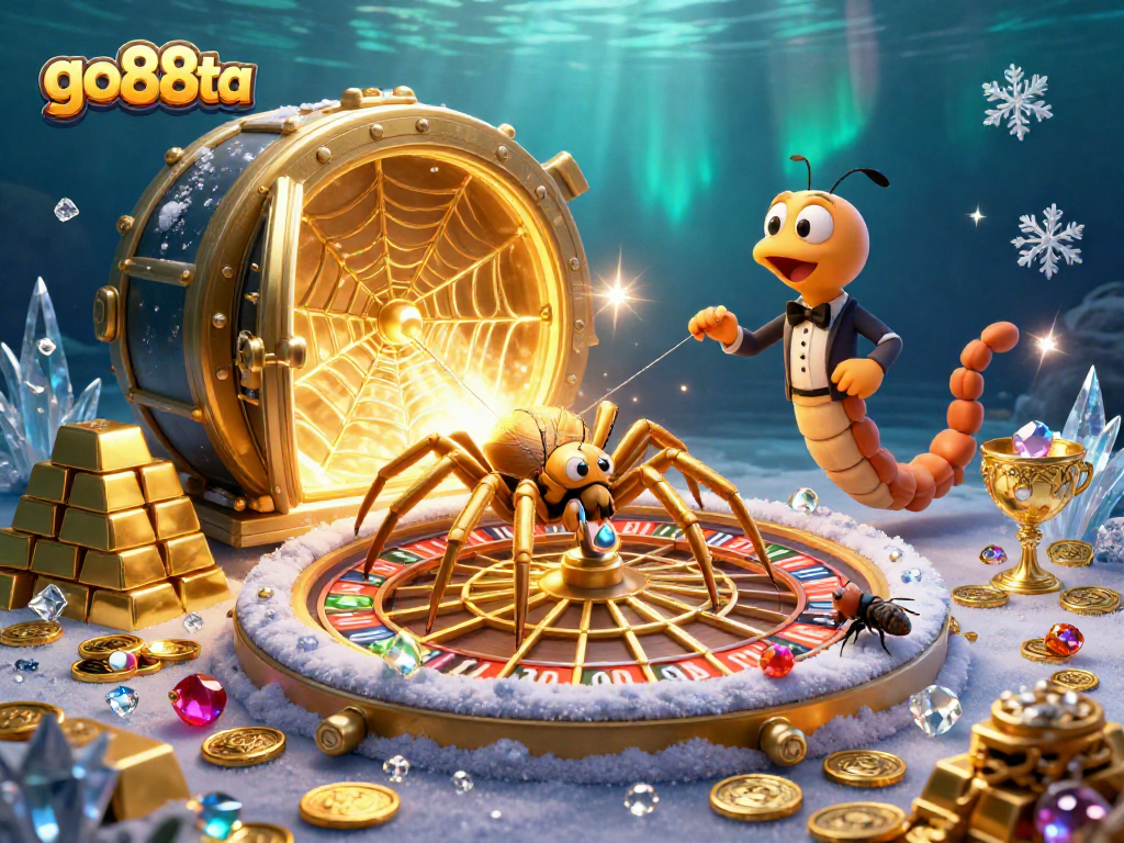Experience thrilling betting at go88ta with a gleaming 3D casino scene filled with gold and gems.