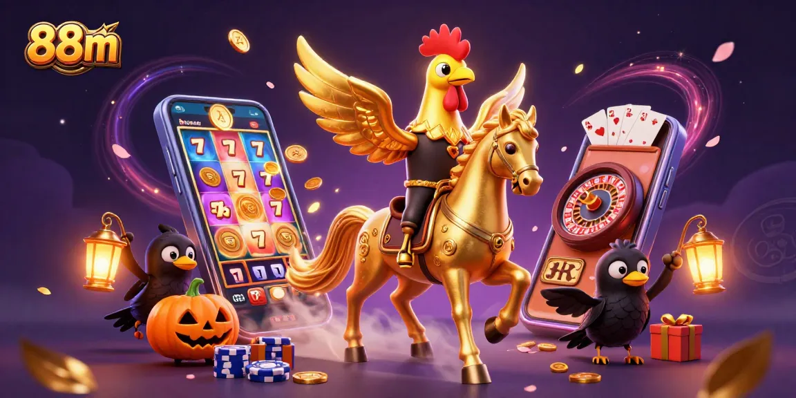 Experience thrilling gameplay at 88m as the golden rooster rides through the vibrant casino.