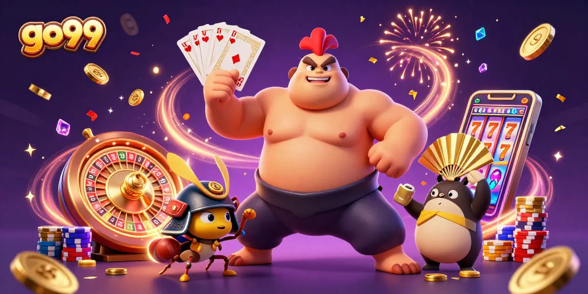 Experience thrilling gameplay at go99 as characters celebrate with casino rewards and vibrant energy.