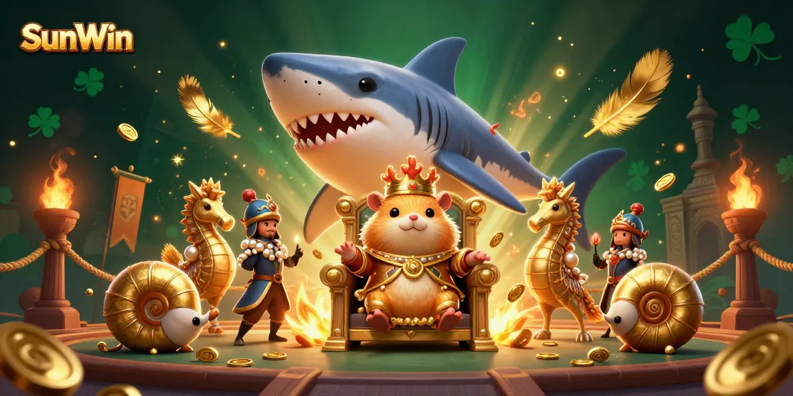 Experience exciting gameplay with SunWin as a golden hamster king reigns over a casino throne.