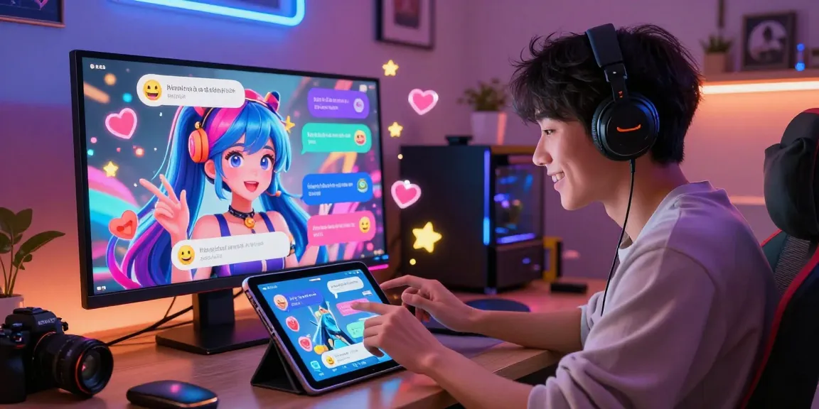 Engaging ai hentai chat interaction in a vibrant digital setting with animated character and playful user experience.