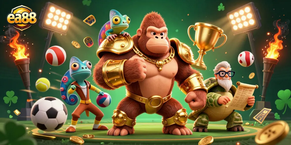 Experience thrilling action at ea88 with a powerful gorilla king, vibrant sports elements, and dramatic visuals.