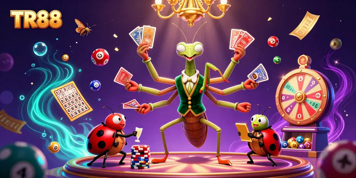 Experience TR88 excitement with dynamic card dealing and vibrant gaming elements in this engaging casino illustration.