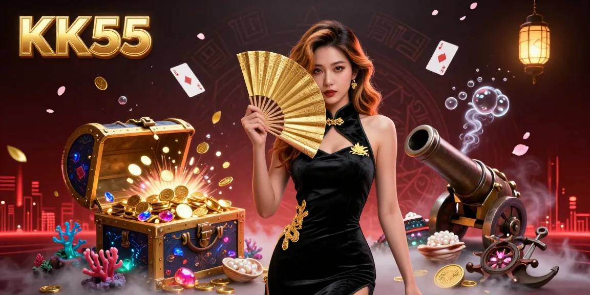 Experience the thrilling world of KK55 with captivating casino elements and stunning visuals.
