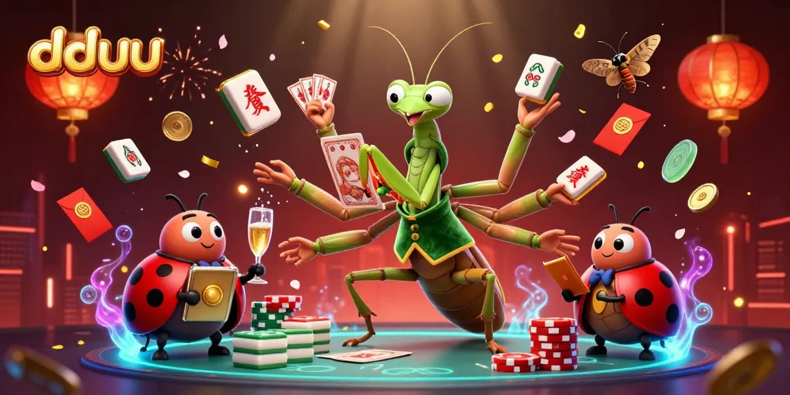 Experience the vibrant energy of dduu with a colorful casino scene featuring unique characters and festive elements.
