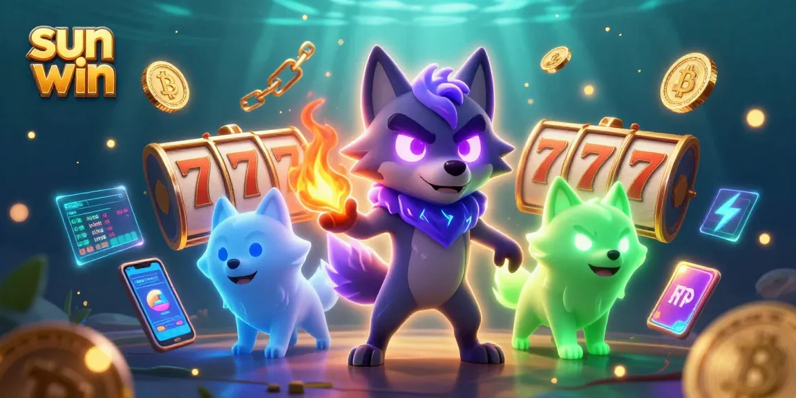 Experience sun win with thrilling slot reels and ghostly wolves in a vibrant, dynamic casino scene.