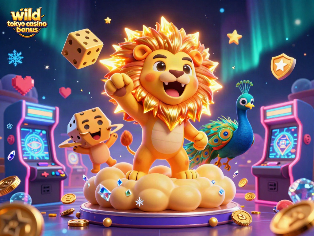 Claim your wild tokyo casino bonus with excitement and vibrant graphics in this 3D illustration.