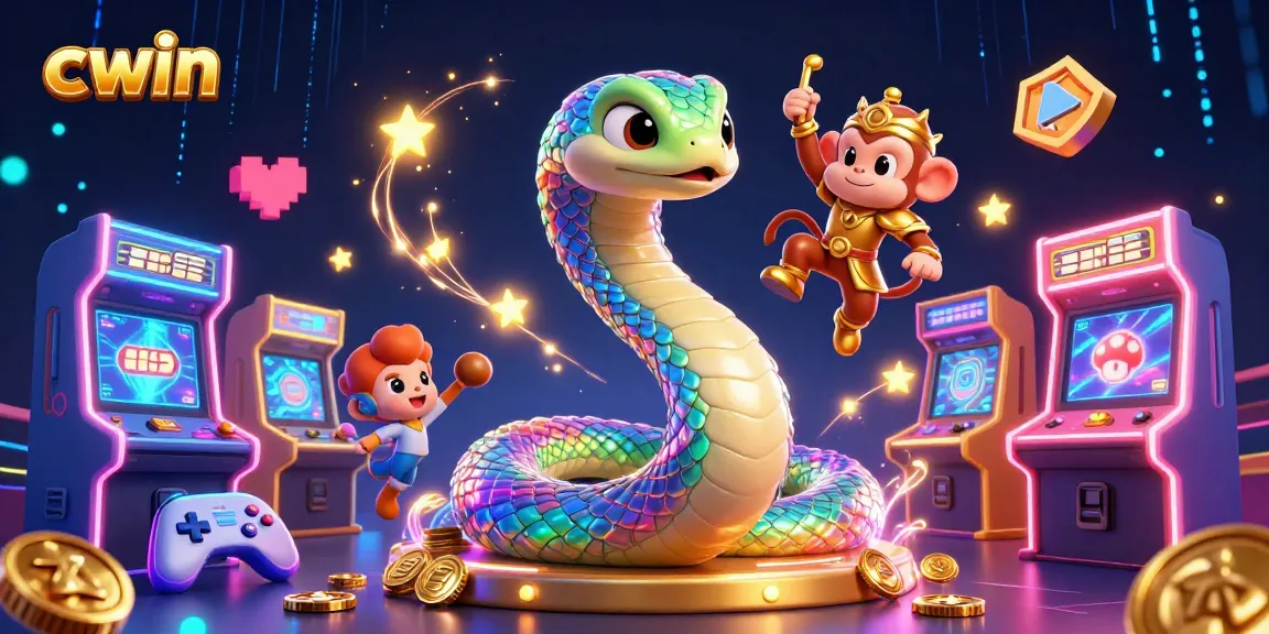 Experience excitement at CWIN casino with a vibrant 3D rainbow serpent and monkey king!