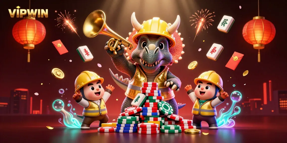 Experience the excitement of VIPWIN with animated characters celebrating around a dynamic casino scene.