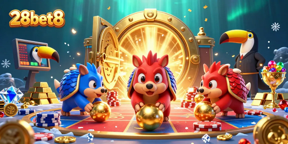 Experience thrilling excitement with 28bet8 as rival pangolins roll through vibrant casino elements and treasures.