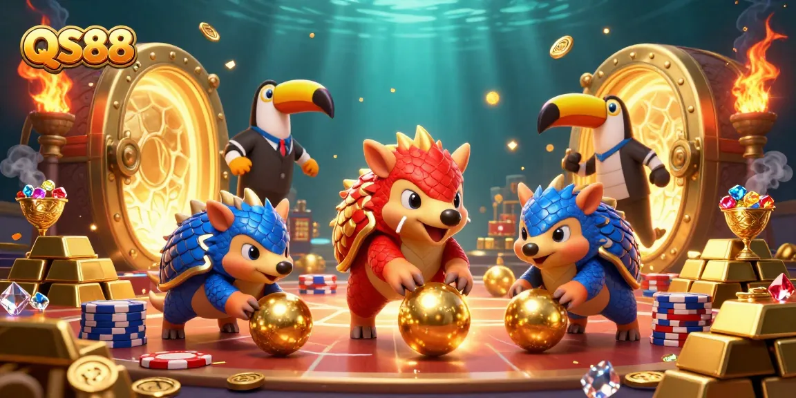 Experience thrilling gameplay at QS88 as pangolins compete in a dynamic casino scene.