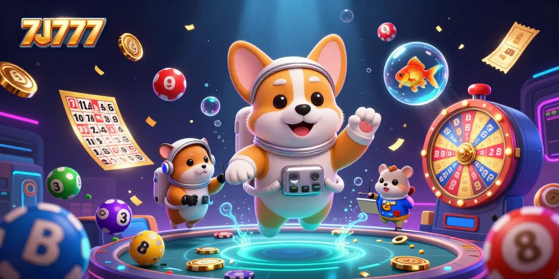 Experience thrilling gameplay with 7J777, vibrant characters in a space station casino setting.