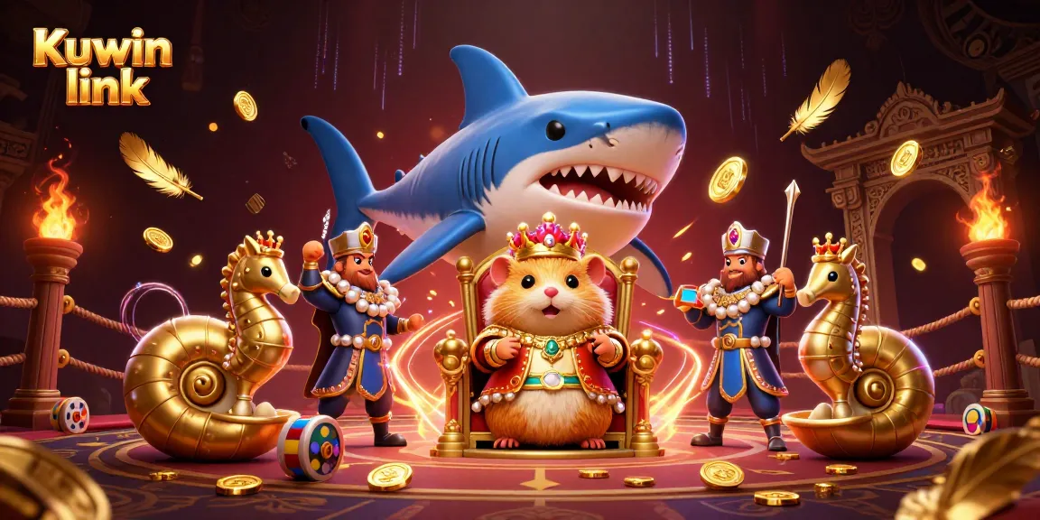 Win big with Kuwin link in a vibrant casino scene filled with fantastical sea creatures and treasures.