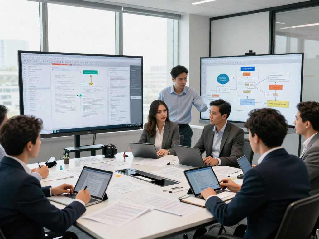 Team analyzing document fraud detection metrics in a modern office environment.