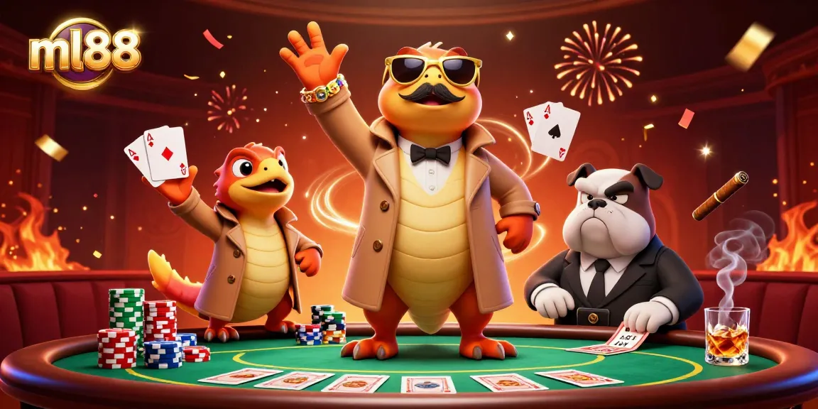 Experience the excitement of ml88 with three raptors in a trench coat at a VIP casino.