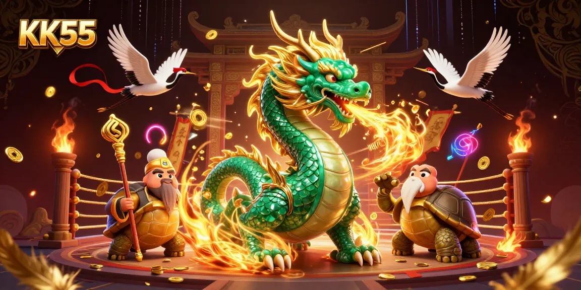 Engage with KK55 by experiencing the magic of 3D dragons and fortune in a dynamic casino setting.