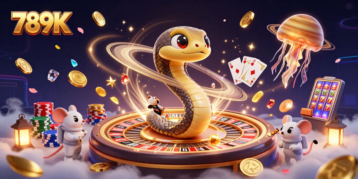 Engage with the vibrant 789K roulette scene featuring cosmic characters and swirling casino elements.