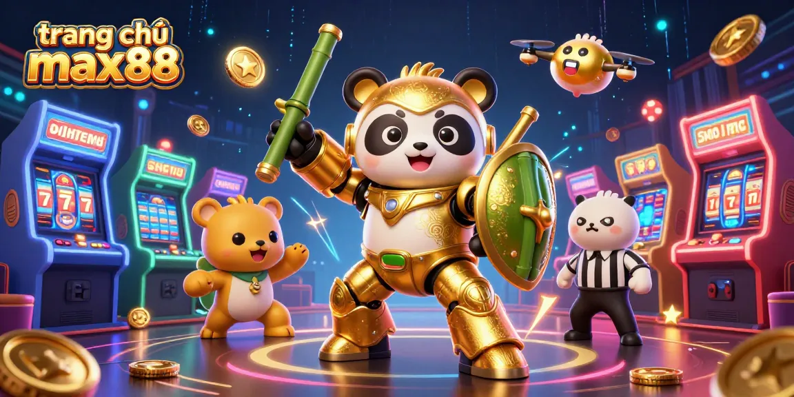Experience excitement at trang chủ max88 with a vibrant 3D digital casino scene brimming with action and colorful game elements.
