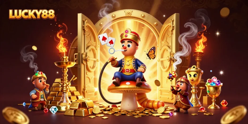 Experience thrilling wins with LUCKY88 in this vibrant, action-packed illustration.