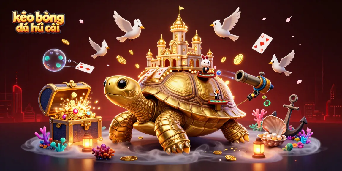 Bet and win with kèo bóng đá nhà cái featuring a giant tortoise casino scene filled with golden coins and vibrant elements.