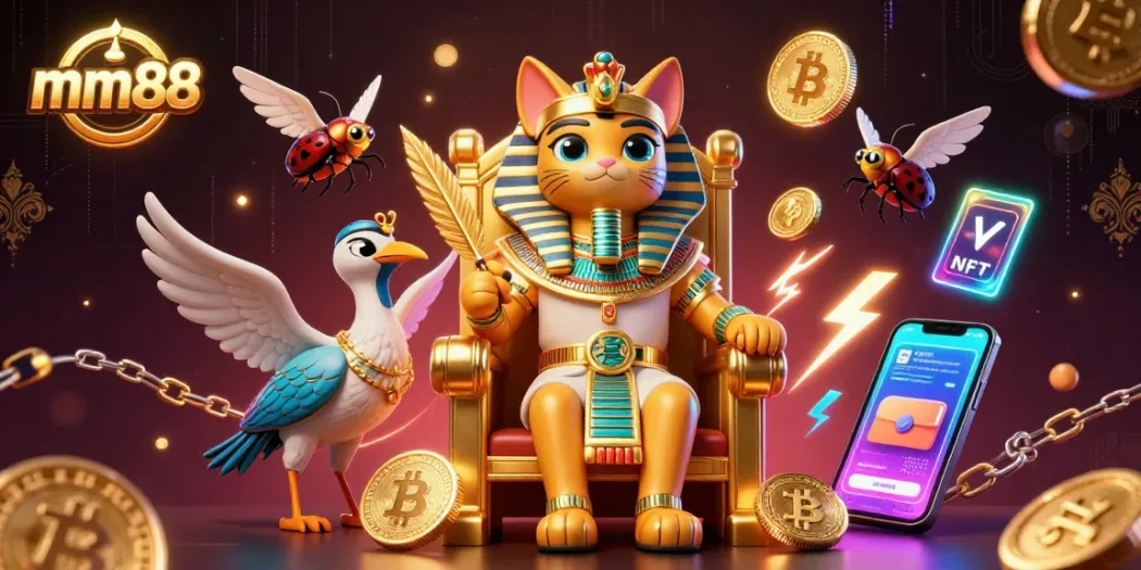 Experience thrilling gameplay at mm88 with vibrant 3D casino characters and crypto elements!